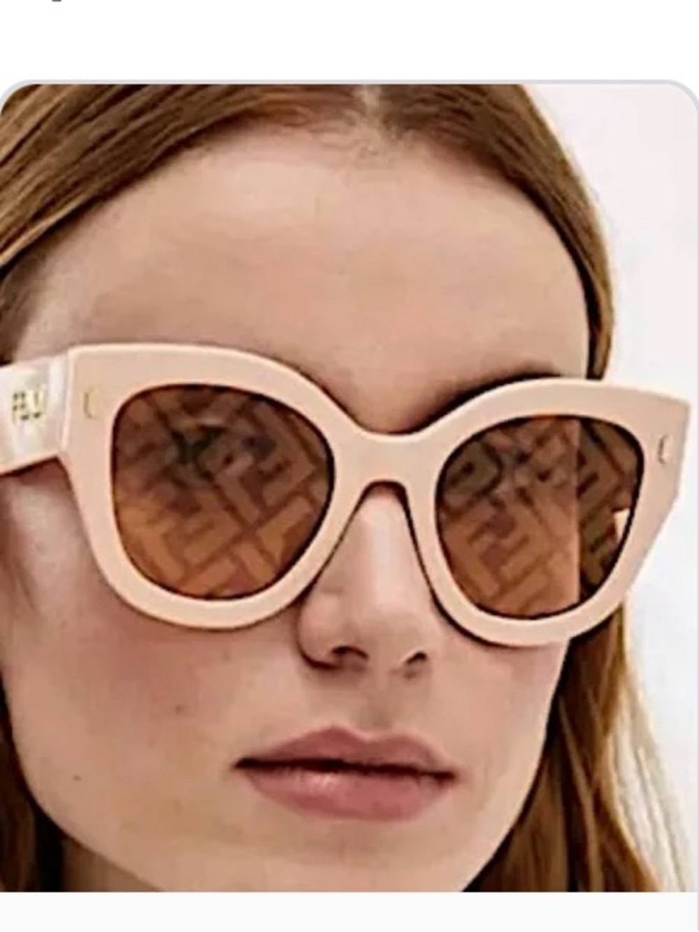 FENDI FF Cat-eye Round Sunglasses Nude Pink FF Logo
